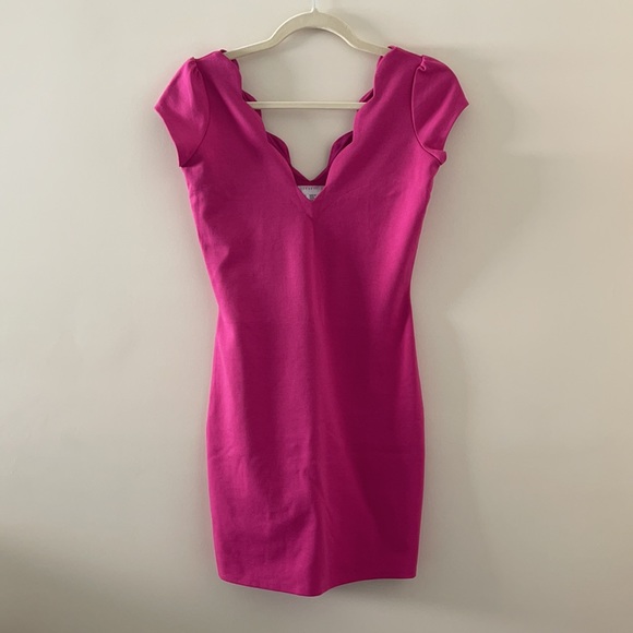 UO Pink Scalloped Bodycon Cocktail Dress - Small - Picture 4 of 7